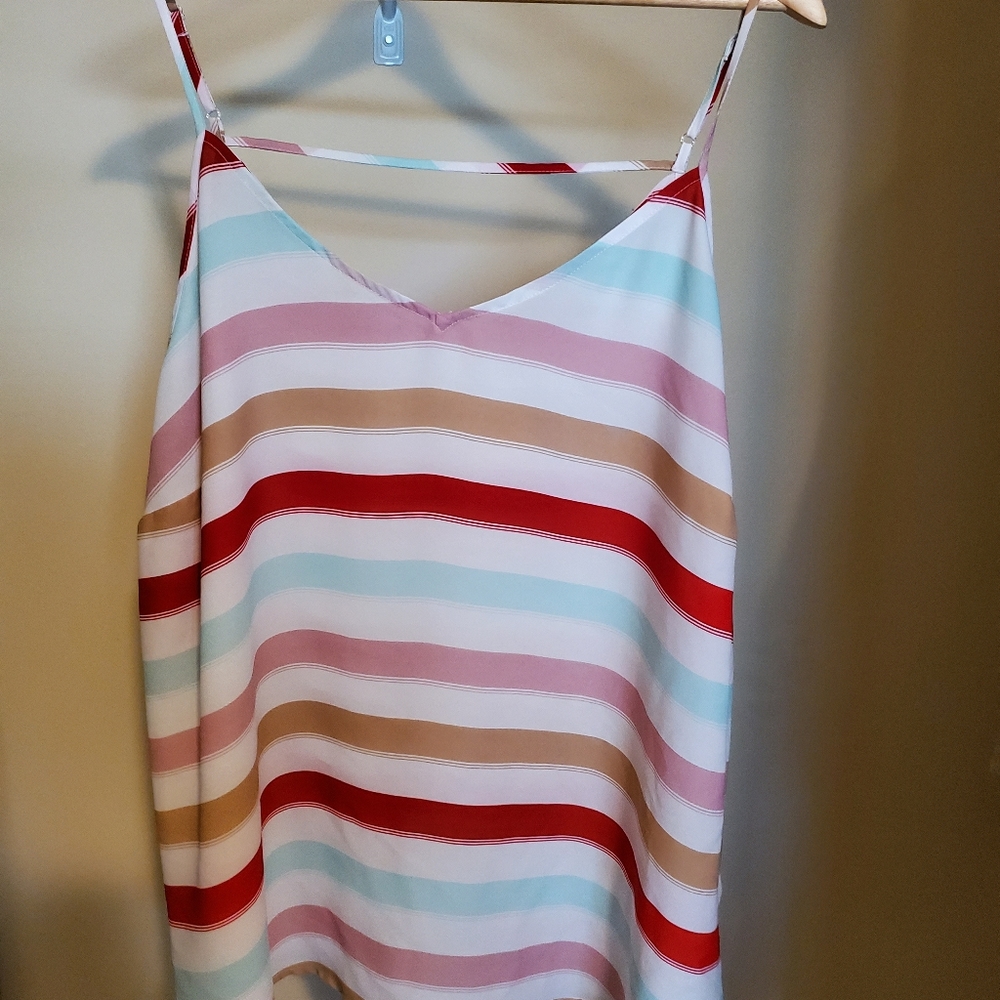 Maurices Women's 2X Striped Tank Top Spaghetti Straps Cutout Back Plus Size